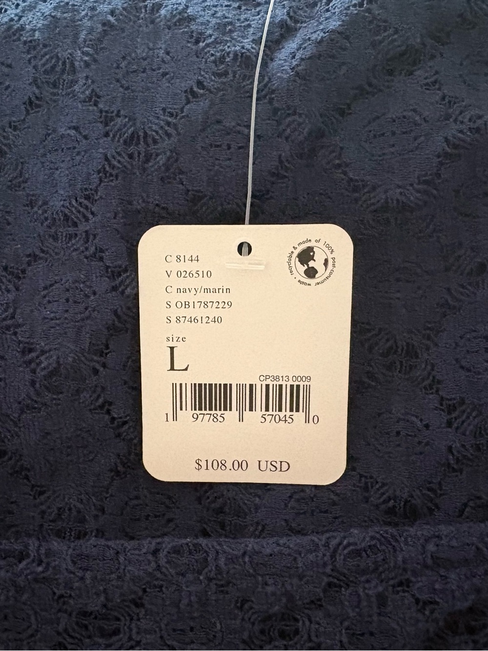 Free People Navy Blue Asymmetrical Midi Dress NWT large - Picture 5 of 13